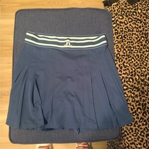 J.Lindeberg Navy Skater Skirt with Striped Waistband